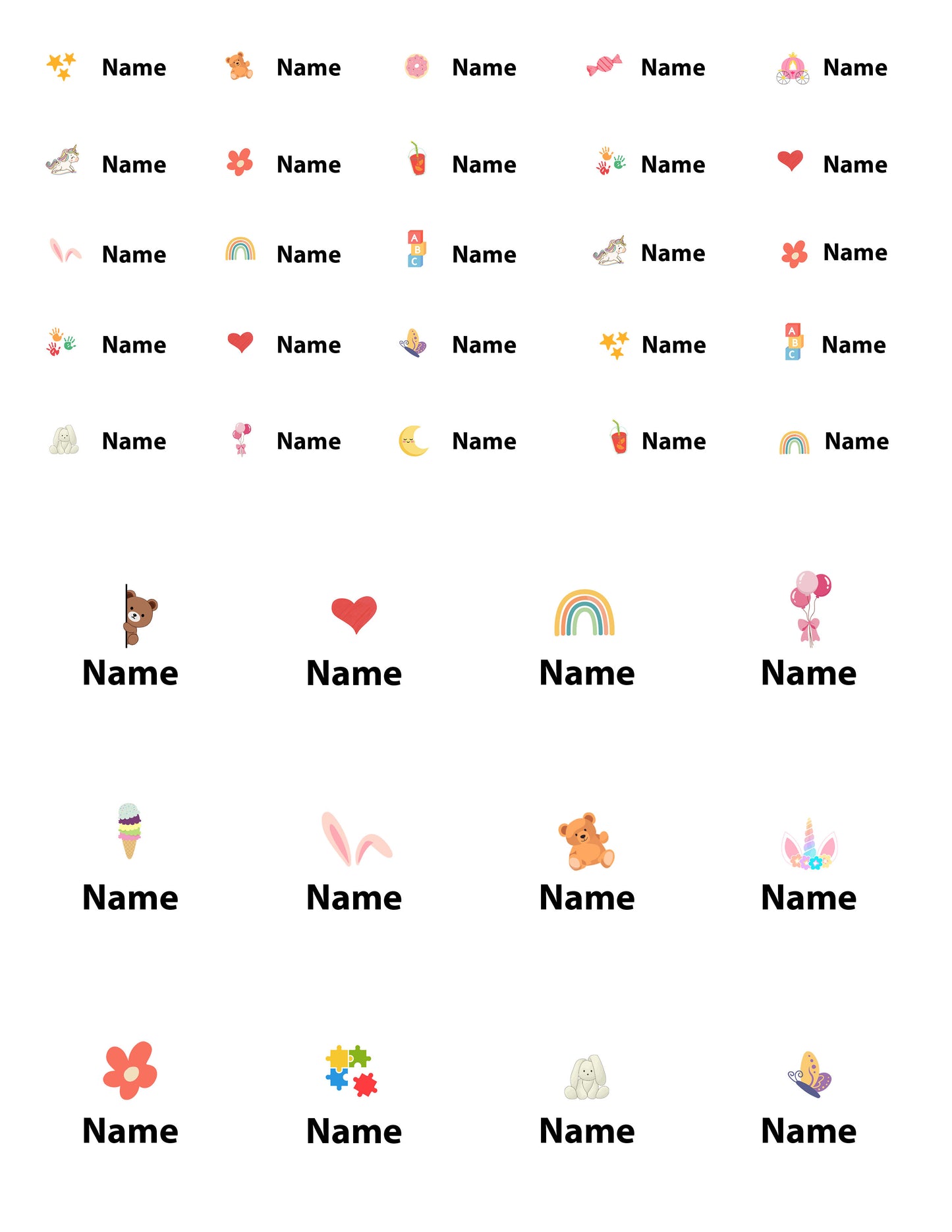 Custom Name Stickers for Kids - Waterproof UV-DTF Decals
